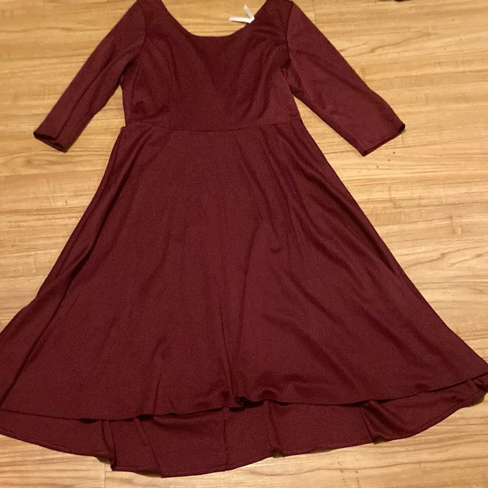 Source Unknown Deep Burgundy Long Sleeve Dress